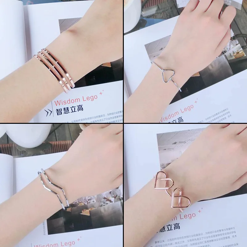 

Korean Stylish Simplicity Open Bracelet for Women Metal Fine Bracelets Boho Beach Heart Bangle 2021 Trend Jewelry Gift Wholesale
