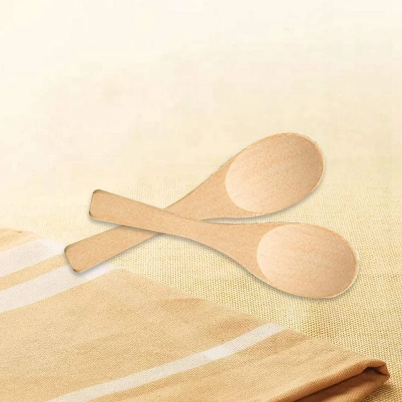 

25Pcs Mini Handmade Wooden Spoon Ice Cream Sugar Jam Honey Coffee Teaspoon Kitchen Condiment Salt Mustard Spoon