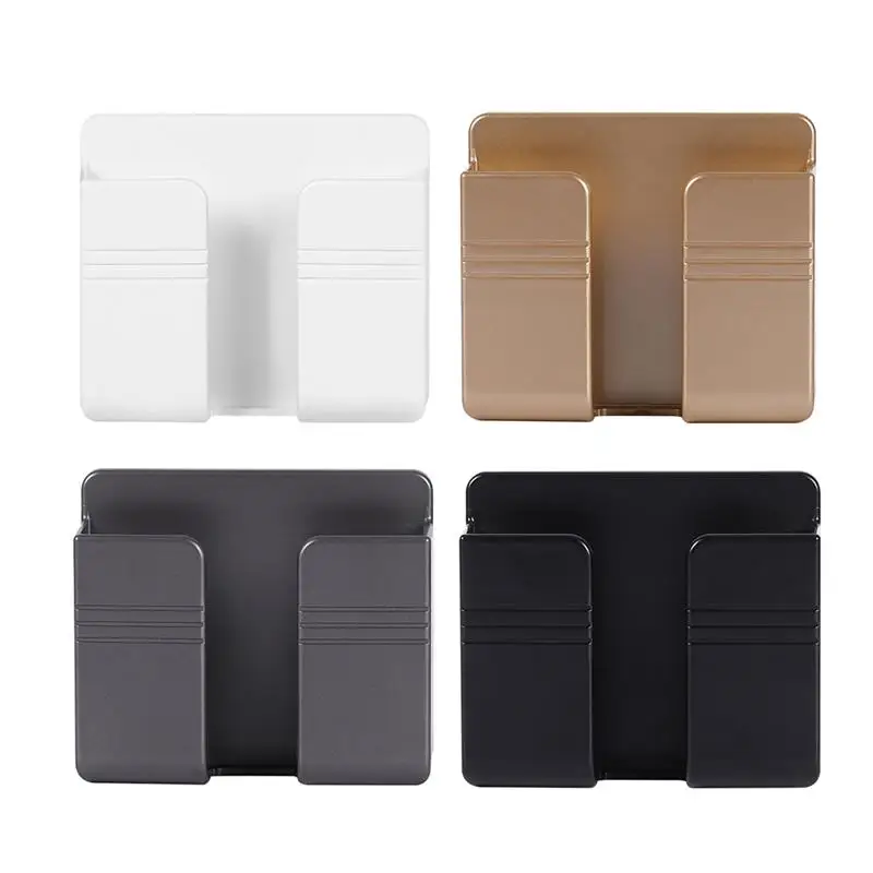 

Phone Charger Holder Wall Mounted Remote Controller Storage Box Plastic Hanging Charger Stand Multifunction Holder Organizer