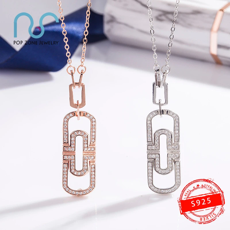 

S925 Sterling Silver Brand Luxury Brackets Necklace Rose Gold Silver Pendant Necklace Original Jewelry Gift for ladies With Logo