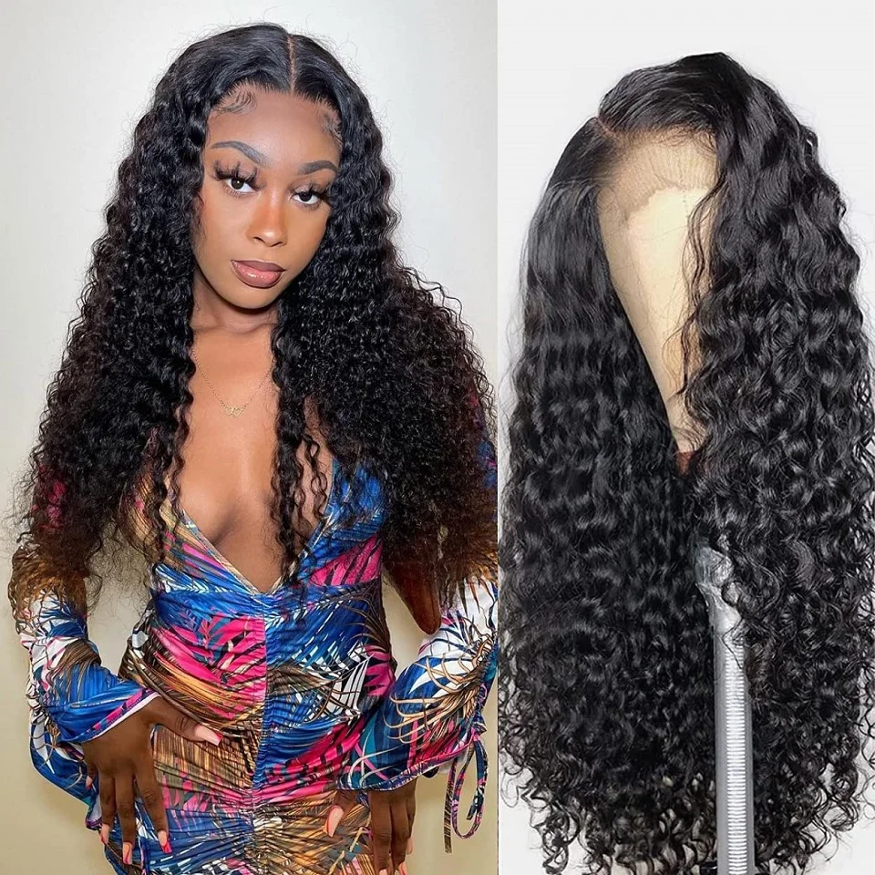 

Water Wave Wig Transparent Lace Frontal Wig Pre Plucked 13x4 Lace Front Wig Wet And Wavy Curly Human Hair Wigs For Black Women