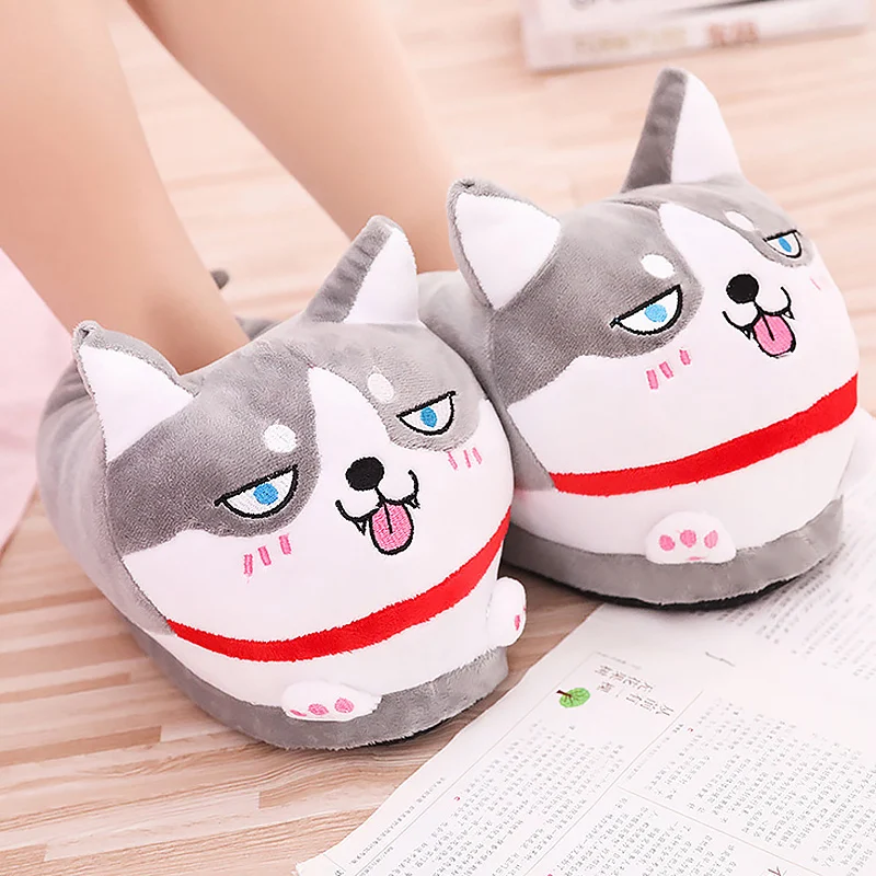 Women's Slippers Warm Winter Animal Prints Flock Cute House Slippers Short Plush Fur Slides for women