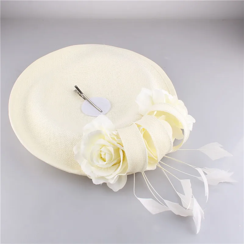 Женская Вуалетка Kenducky цвета слоновой кости большая шляпа с цветами заколки для