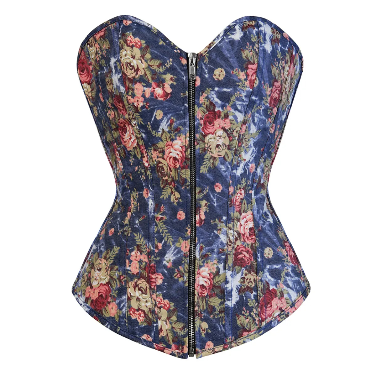 

Corset Top Blouse Print Floral Lingerie Vintage Strapless Sexy Fashion Adjustable Overbust Corselet