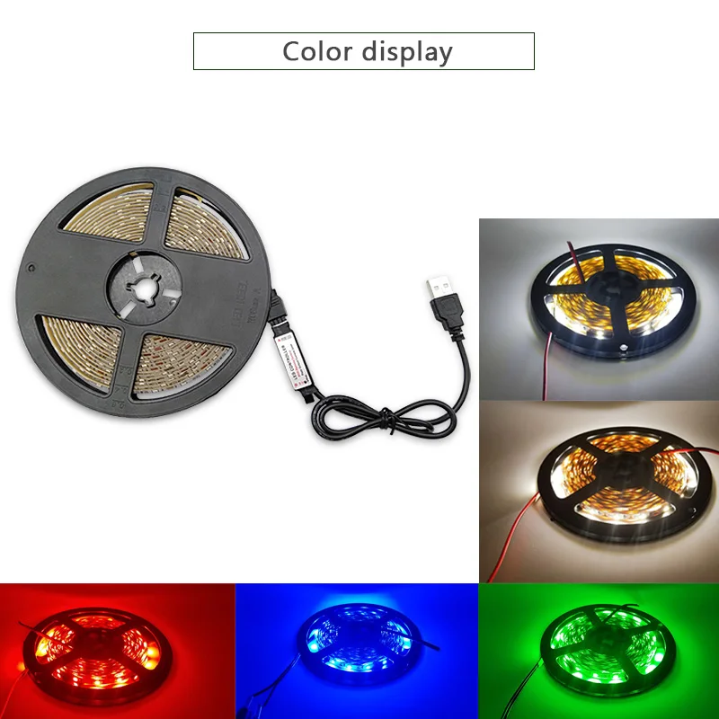 USB LED Strip 5050 RGB Changeable TV Background Lighting 50CM 1M 2M 3M 4M 5M DIY Flexible Light. | Освещение