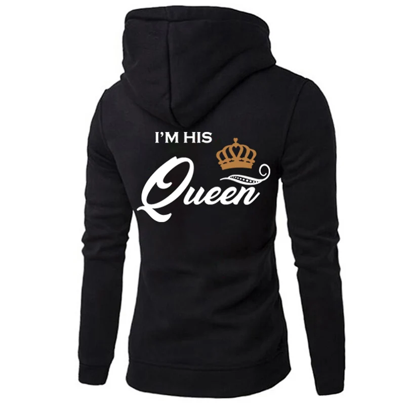 KING QUEEN толстовки для пар Harajuku для женщин мужчин унисекс черная толстовка с капюшоном длинный рукав женский пуловер Топы