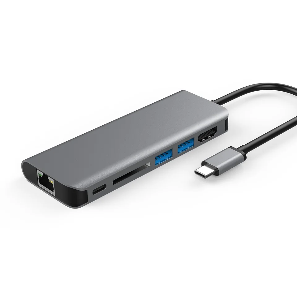 Jckel 6 в 1 USB 3 0 концентратор Тип C HDMI/USB 0/RJ45/SD/TF/Type адаптер конвертер для Macbook Pro Google