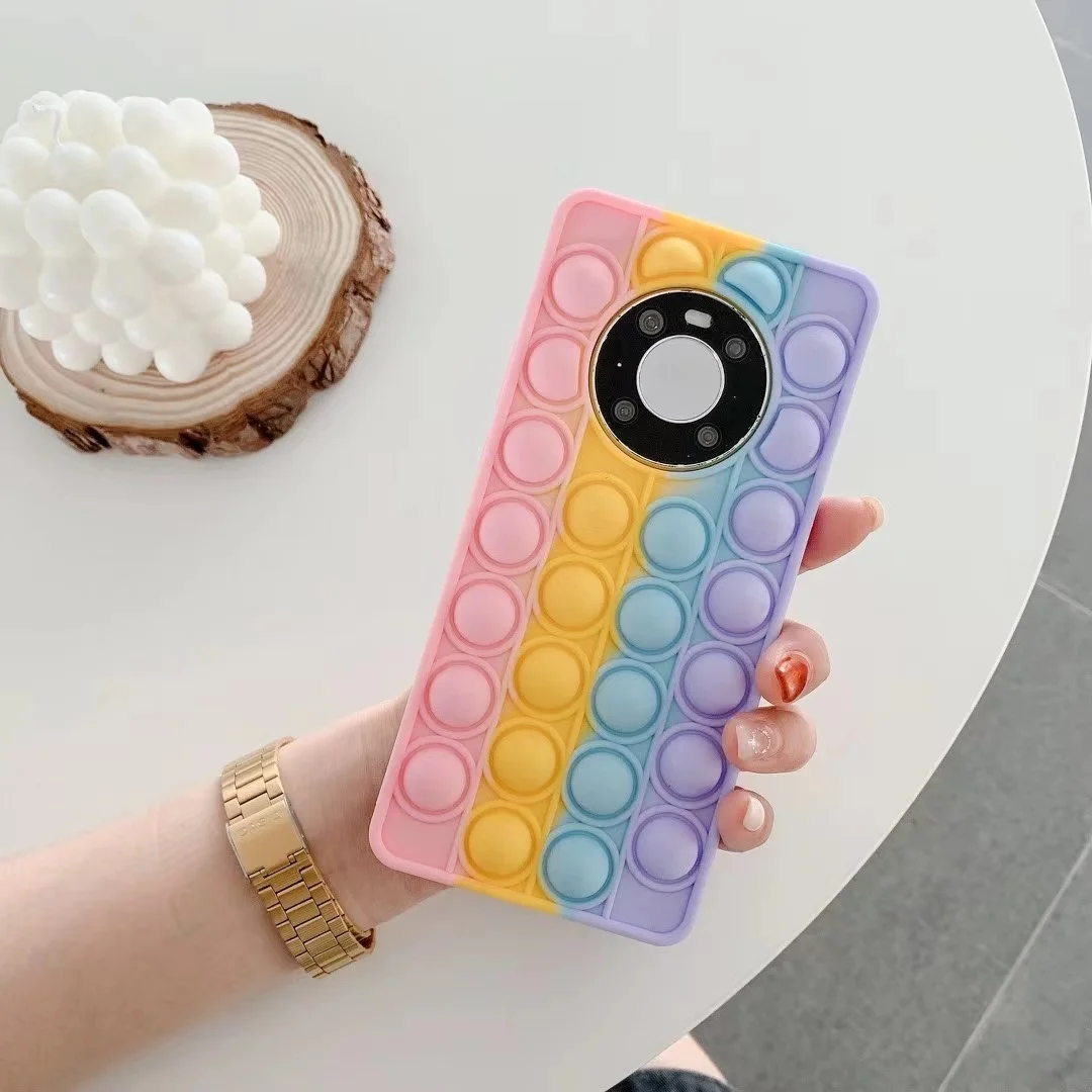 3D Popit Радужный пузырьковый игровой чехол для Huawei P Smart Z P30 P40 Mate 40 30Pro мягкий милый Nova