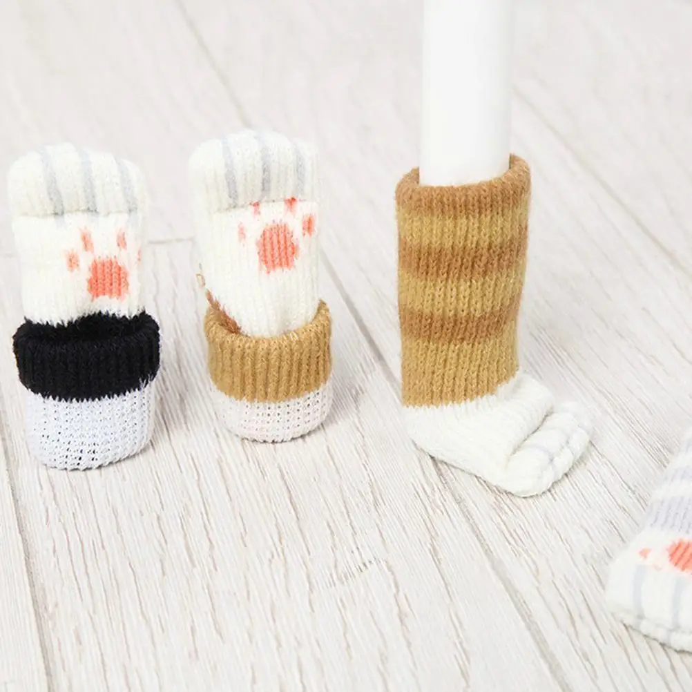 

4PCS Chair Foot Cover Knitted Non-slip Table Legs Chair Legs Furniture Foot Socks Floor Protection Pads Moving Noise Reduction
