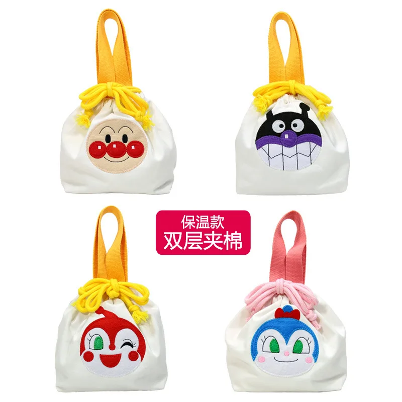 

5-7Y Anpanman Lunch Bag Drawstring Storage Japanese Cartoon Student Plush Bags Insulation Bag Handbag Boy Girls Travel Backpack