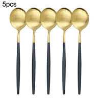 5pcs gold dinnerware set stainless steel dinnerware cutlery dinner coffee tea spoon tableware sets kitchen tools