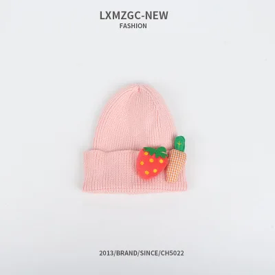 Pink CoolCheer/Новые шапки, шапка s, Детская шерстяная шапка с морковкой, карамельный цвет, осенне-зимний теплый непродуваемый вязаный головной убор - Цвет: Pink