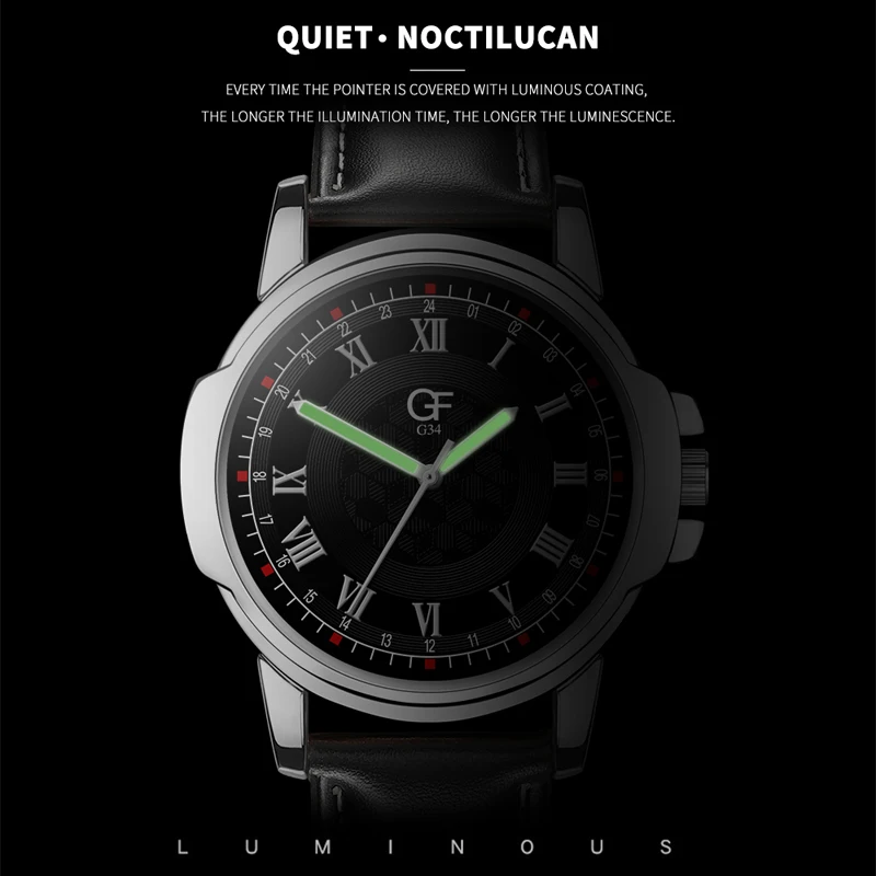 Креативный узор мужские кварцевые деловые наручные часы светящиеся Ретро дизайн