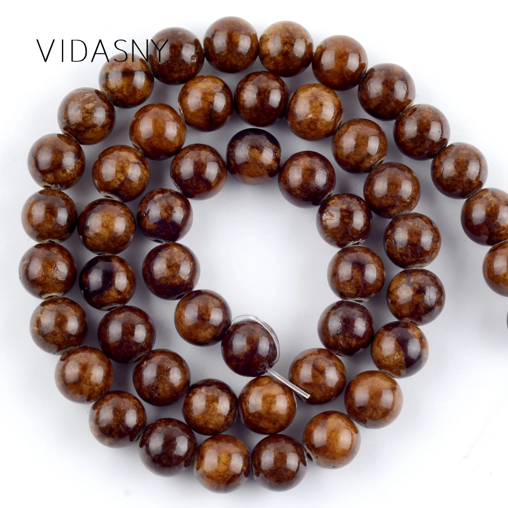 

Natural Stone Brown Jades Loose Beads For Accessories Jewelry Making 4 6 8 10 12mm Round Spacer Beads Diy Bracelet Necklace 15''