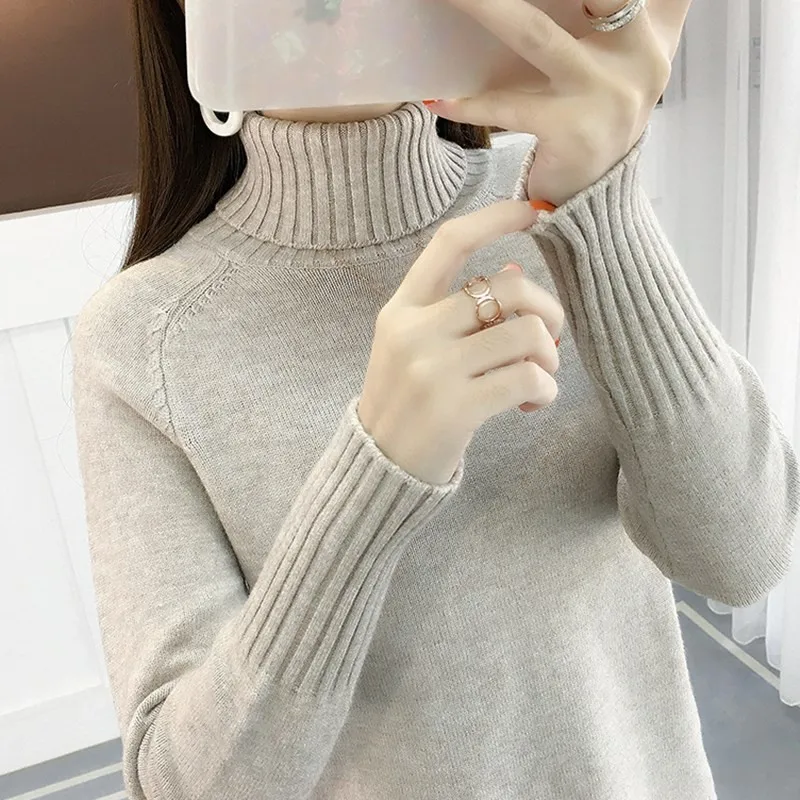 Turtleneck Sweater Womens Long Sleeve Knitted Pullovers Sweaters 2019 Autumn Winter Loose Candy colors Female Jumper Tops | Женская