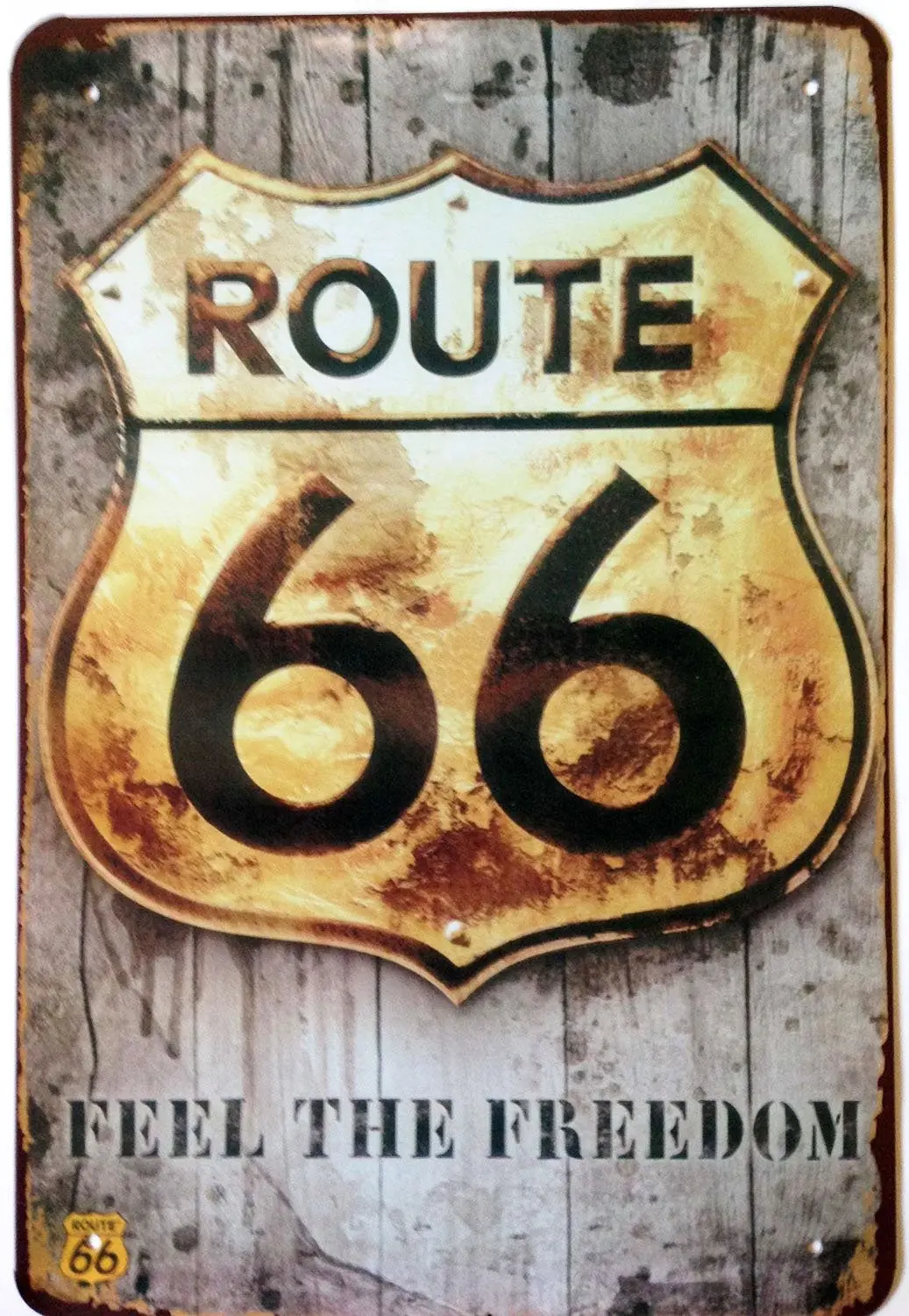 

Tin Sign Route 66 Feel The Freedom Poster Metal Wall Sign Farmhouse Highway Corridor Wall Decoration Retro Metal Plate 12*8 Inch