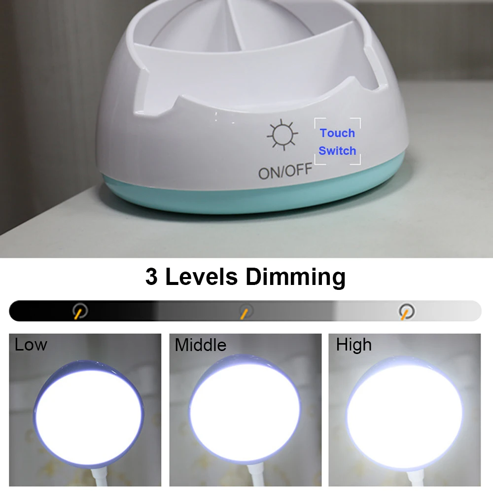 Перезаряжаемая Светодиодная настольная лампа для обучения Hoder 3 уровня сенсорное