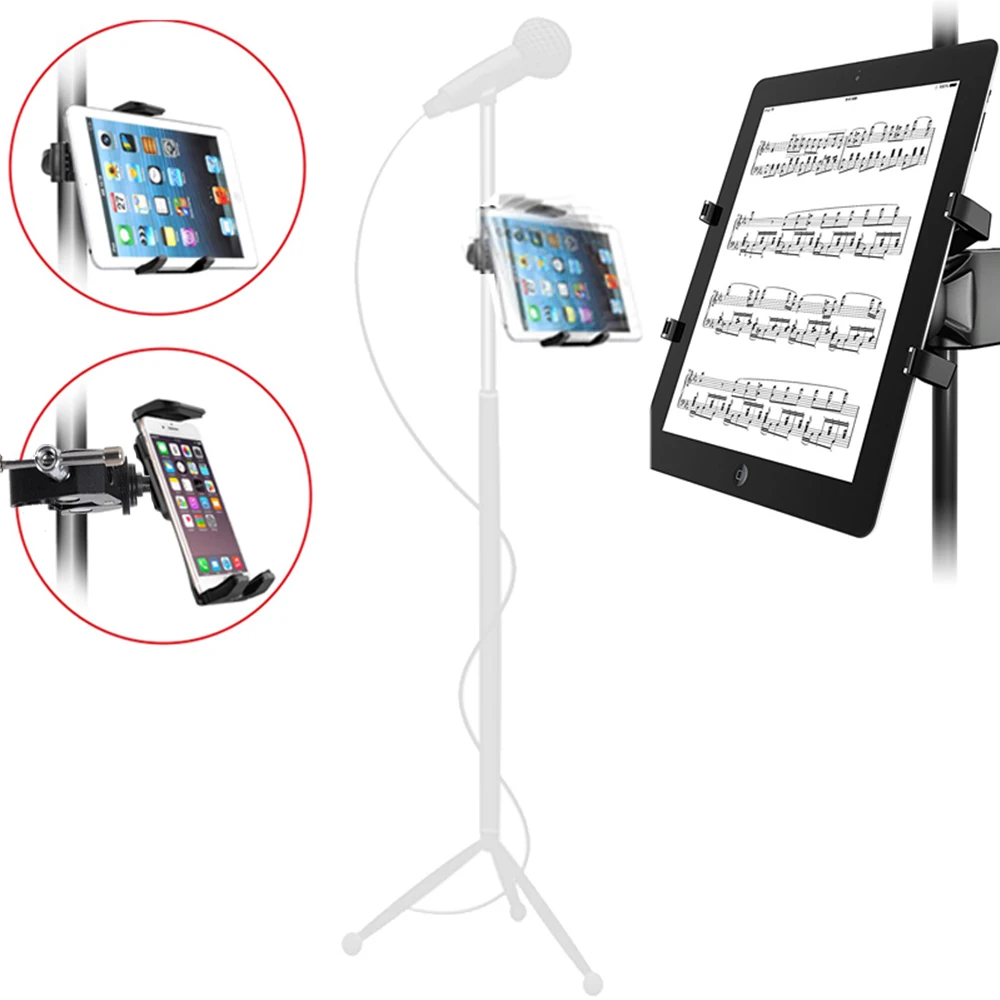 Universal Tablet Desktop Mic Holder For Microphone Stand Mobile Phone Mount Ipad Iphone 4.5 to 12.9 inch Car bracket | Электроника
