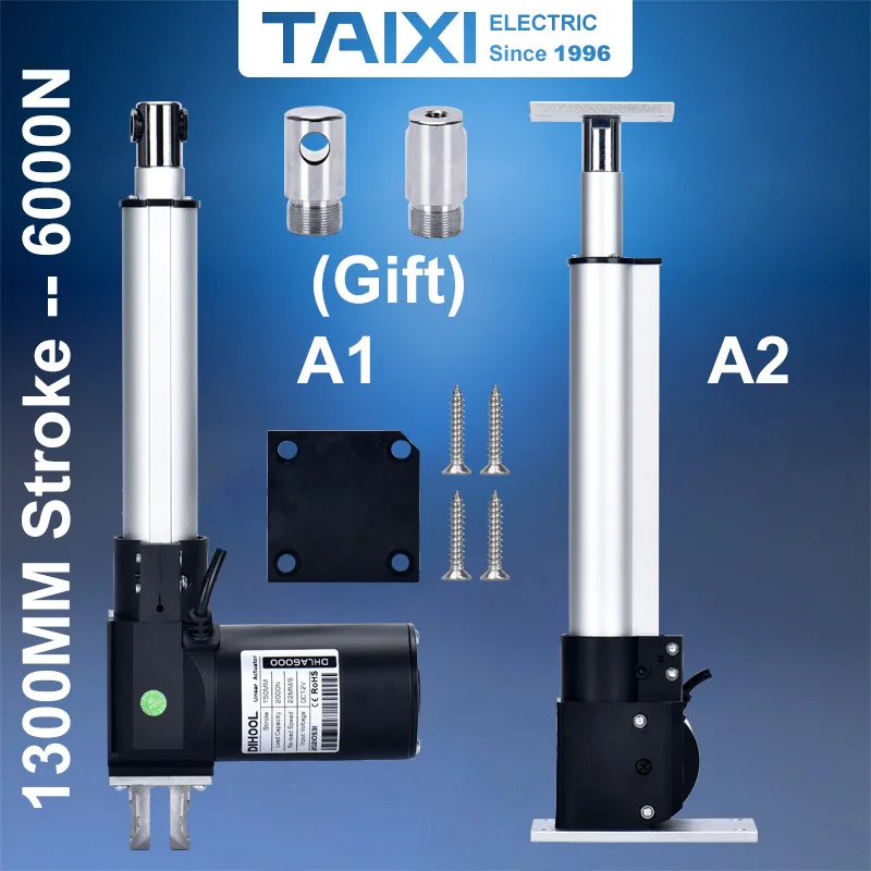 

DHLA6000 1300MM Stroke Electric Linear Actuator Kit DC24V 12VDC Motor 6000N 600KG 1300lb With Wireless Controller Furniture Lift