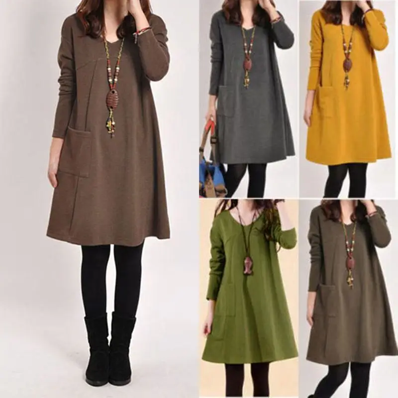 Kaftan, женский сарафан, пуловеры, ZANZEA,, Осенние, одноцветные, с капюшоном, платье с длинным рукавом, Vestido, женский халат, свитер большого размера, 8