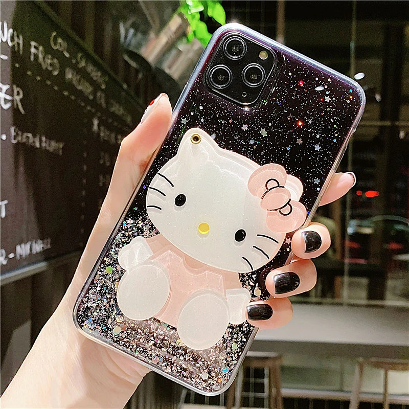 

Girl Fashion Super Cute Make Up Mirror Bling Glitter Soft Case Cover For iphone 12 Mini 11 Pro XS MAX 8 7 6 6S Plus SE
