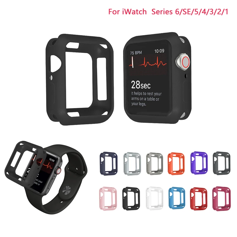 Мягкий силиконовый чехол для Apple Watch 3 2 1 38 мм 42 защитный с полным покрытием iWatch 5 4 44