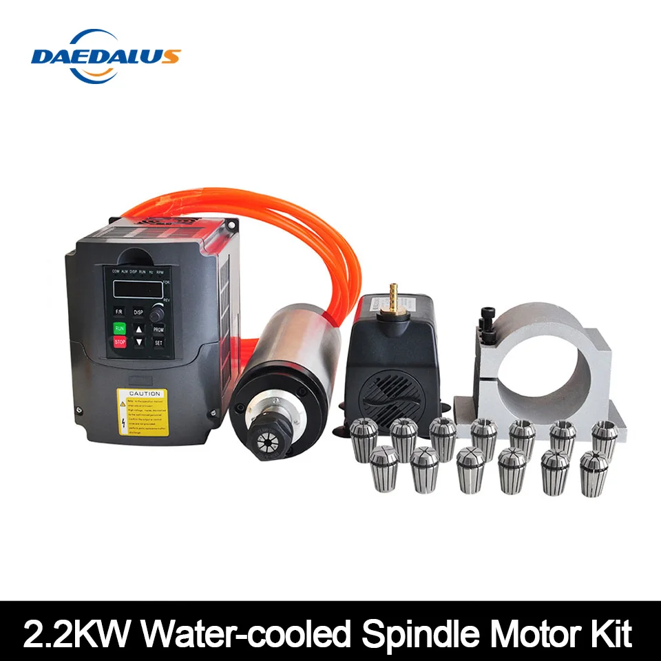 Шпиндель с ЧПУ 2.2 кВт 220 В водяным охлаждением Фрезерный станок + преобразователь