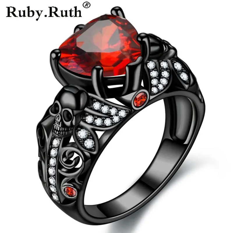 Череп Классический готический стиль Цвет Кристалл Циркон Кольца для женщин