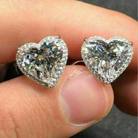 2021 new heart shaped cubic zirconia earrings for women fashion wedding engagement accessories elegant female earrings gift