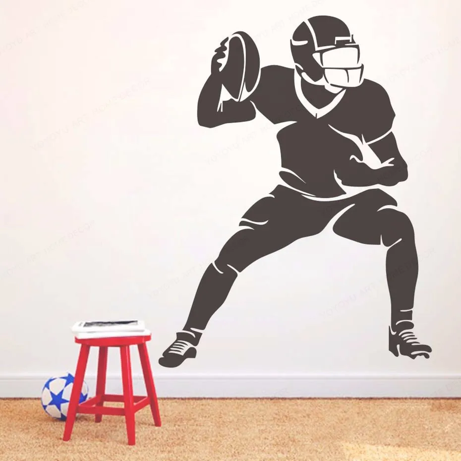 Наклейки на стену с изображением силуэтов футбольных игроков домашний декор для