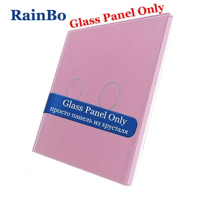 Pink Rainbo Роскошный Crystal White Стекло сенсорный выключатель Панель 80 мм* 80 мм ЕС Стандартный Стекло DIY 2 Gang интимные аксессуары A192W/B1 - Цвет: Pink