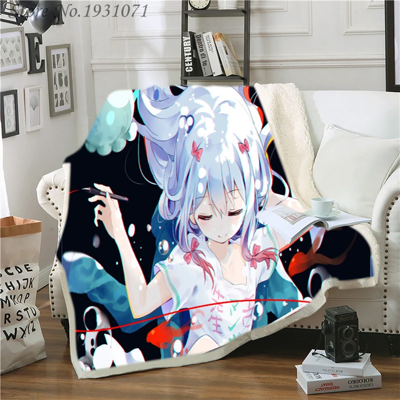 Флисовое одеяло с 3D принтом аниме Eromanga Sense Izumi Sagiri для кровати толстое покрывало