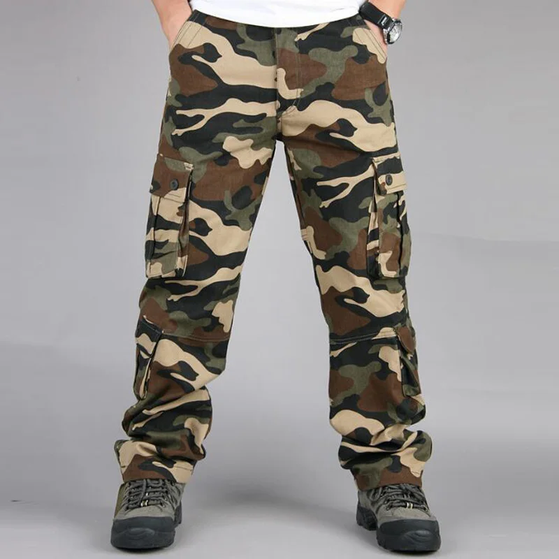 

Camo Pants Men Military Multi Pocket Cargo Trousers Hip Hop Joggers Urban Overalls Outwear Camouflage Tactical Pants Wholesale