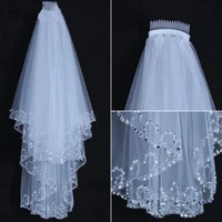 inform newly design elbow length whiteivory 2t double tiered wedding bridal veil with beads