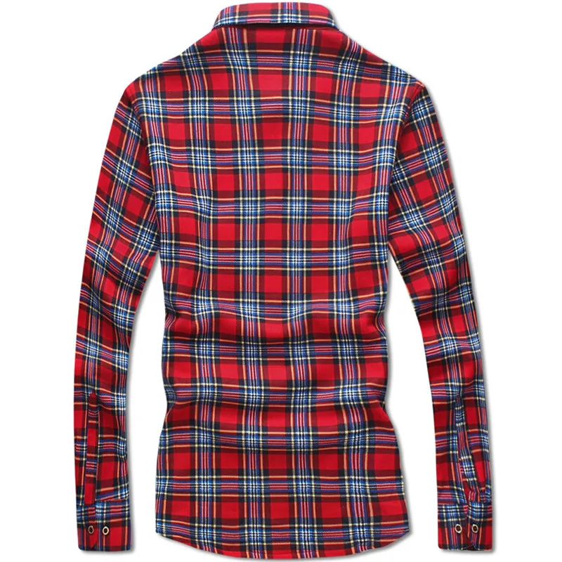 Новое поступление 2017 г. Модные мужские повседневные клетчатые теплая рубашка 3XL с