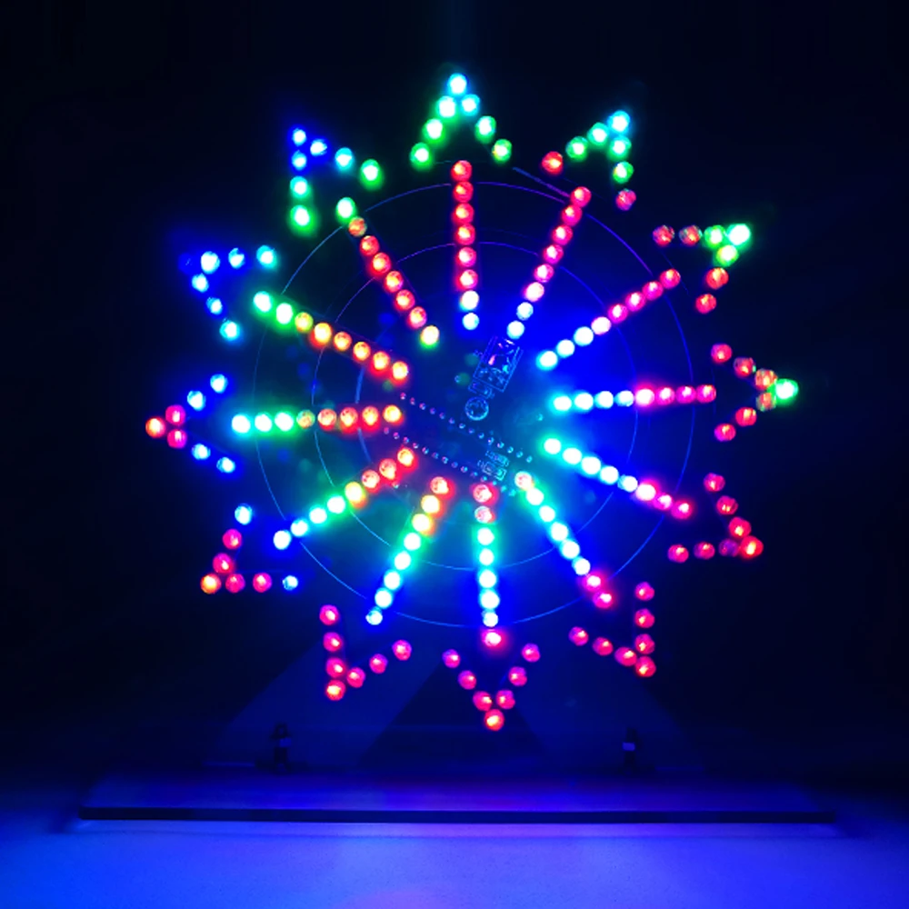 DIY electronice kit LED rotating ferris wheel circuit learning soldering 16kinds flashing mode remote control 5V input |
