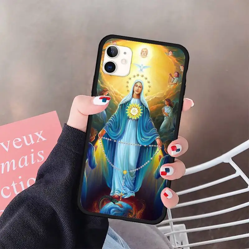 

Bless Virgin Mary retro art painting Phone Case for iPhone 11 12 pro XS MAX 8 7 6 6S Plus X 5S SE 2020 XR mini