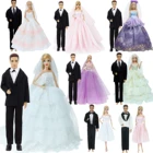 2 комплекта, мужской костюм, смокинг + свадебное платье, многослойное бальное платье, одежда принцессы для куклы Барби, для Кена