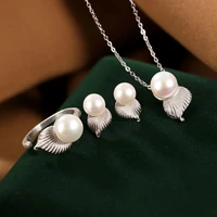 s925 sterling silver natural pearl grace personality conch niche lady baroque ear studs ring pendant