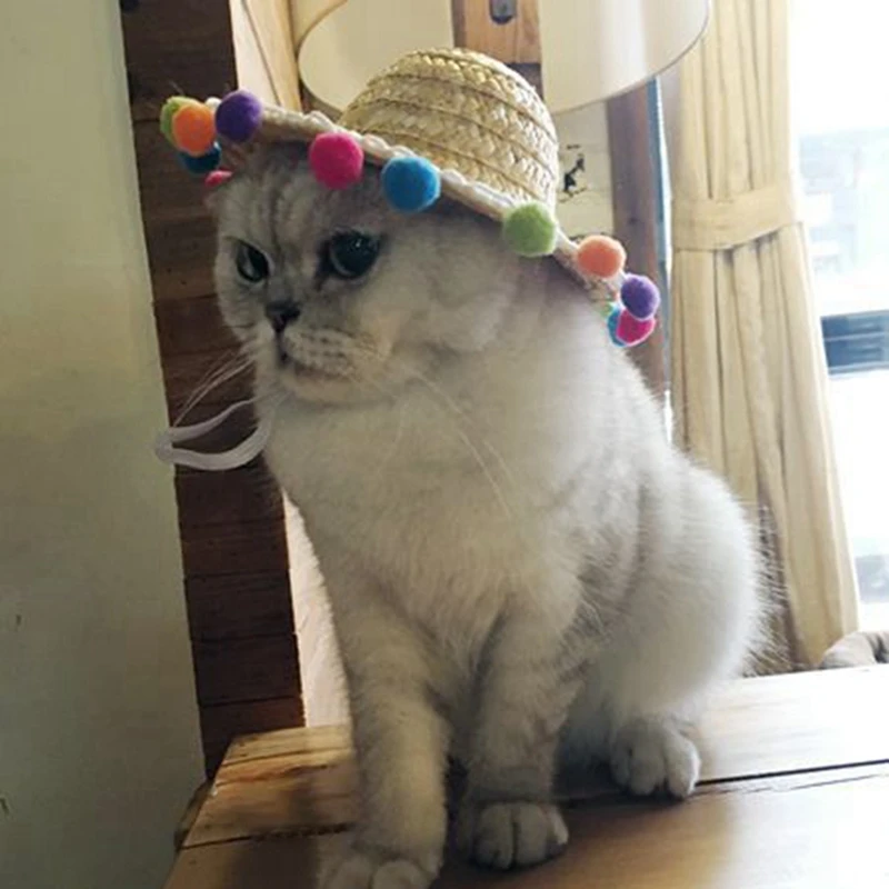 Шляпа соломенная для собак и кошек мини головной убор в гавайском стиле забавные