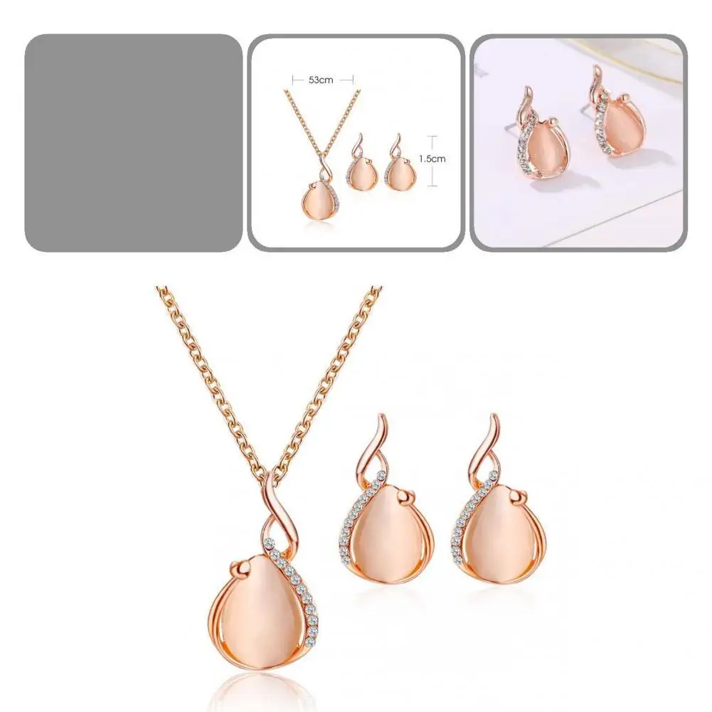 

Trendy Bridal Earrings Necklace Shiny Skin-Touch Pendant Necklace Earrings Necklace Earrings Set 2Pcs/Set