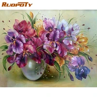 ruopoty diy frame purple flower painting by numbers modern wall art picture acrylic paint by numbers for gift