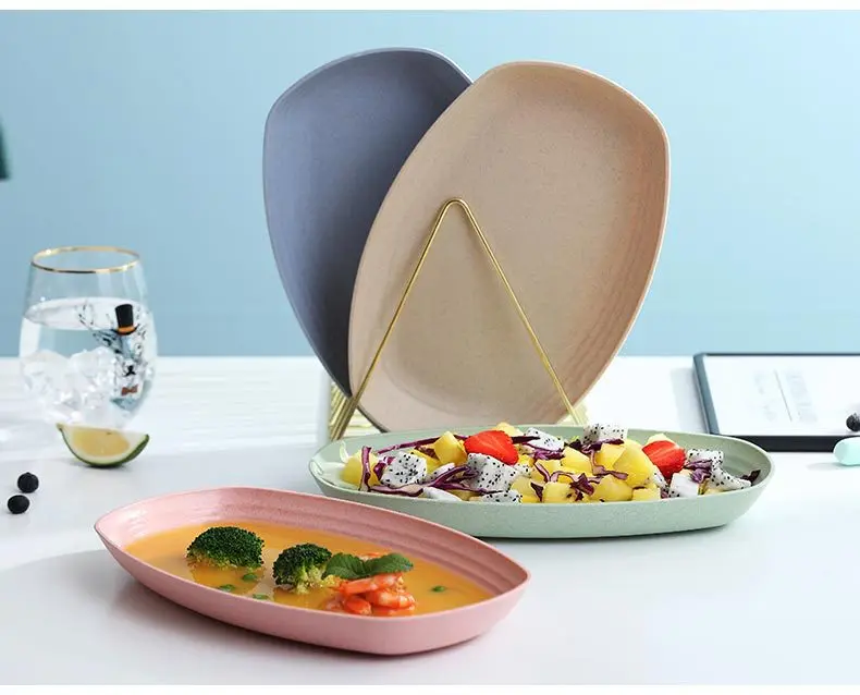4Pcs/set 12inch Breakfast Plate Dish Coffee Tea Tray Irregular Fruit Bread Food Dessert Dinner Plate Tableware Set
