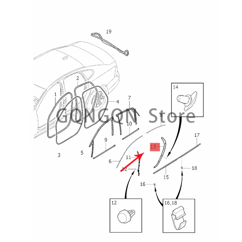 

CAR seal 2016-2020vol vov90 cross country v90 s90l s90 left rear door C-pillar trim panel Outer door trim panel Door frame trim