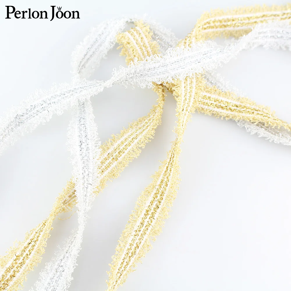 90 ярдов Золотая/серебряная нить смешанные ленты кружева ряд венчиков тканые