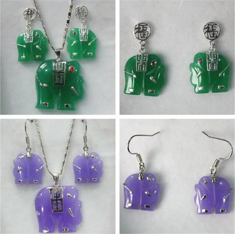 Комплект ювелирных изделий натуральный зеленый ювелирный/Александрит резные