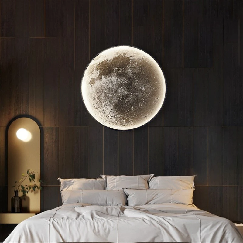 

Современный роскошный светодиодный светильник в виде Луны, креативные настенные лампы для коридора, художественный декоративный прикроватный светильник для гостиной