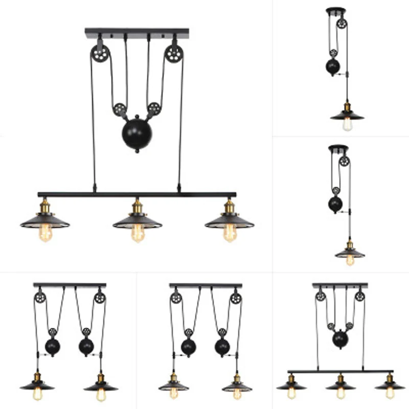 

Retro Industrial Chandelier Light heads European Wrought Iron Lamps For Living Room Bar Restaurant E27 Lustre Luminary