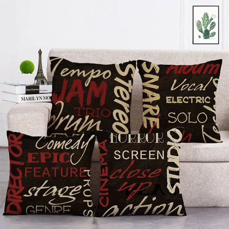 

Letter Electric Solo Snare Vocal Pillow Cover Home Decoration 45*45 Cm Cushion Cover Microfiber Soft Comfortable Pillow Case T15