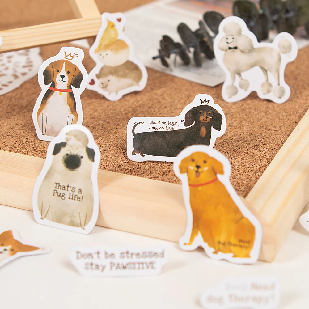 

46Pieces Dog Box Stickers Decorative DIY Decoration Scrapbooking Stickers Material handmade Craft Paper Seal account Cute 4CM